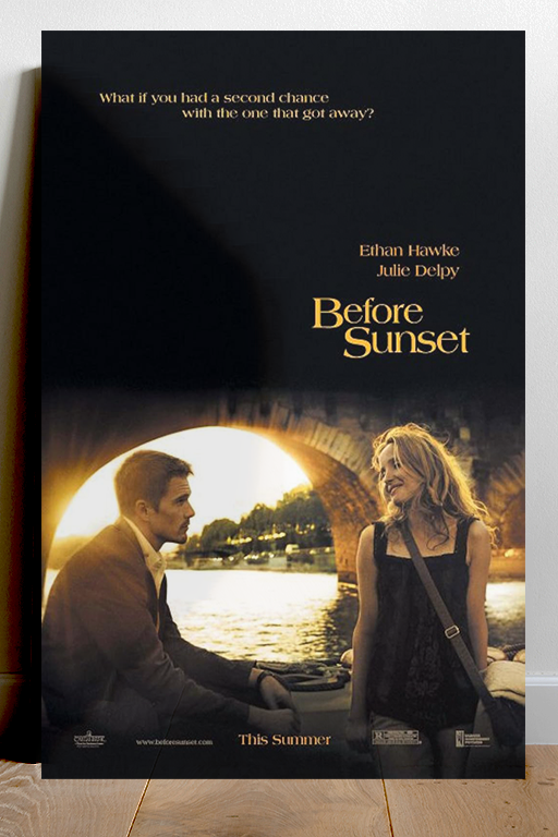 Before Sunset Ethan Hawke & Julie Delpy Film Poster | Romantic Movie Decor | Vintage Design - 24x36 Gloss Print