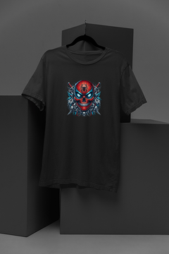 "Marvel-Inspired Spiderman Cartoon Skull T-Shirt | Hip Tattoo Design | Pop Culture Fashion Statement