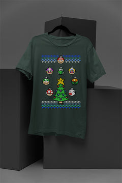 "UGLY Retro Super Mario Bros Christmas Tee | 8-Bit Holiday Gamer Shirt | Nost