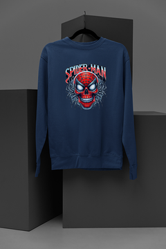 "Men's Marvel-Inspired Spiderman Evil Skull Graphic Sweatshirt | Edgy Spiderman Villain Design | Trendy Comic Book Apparel"