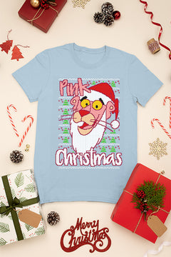 KIDS UGLY Pink Panther Pink Christmas Shirt | Retro Kids Christmas Tee | Vintage Cartoon Ugly