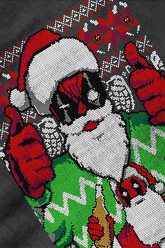 UGLY Deadpool-Santa Pool Christmas T-Shirt | Pop Culture Holiday Apparel | Festive Ugly Design