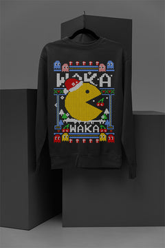 UGLY Retro Pacman Christmas Sweatshirt | Vintage Arcade Gaming | Festive Ugly Design |