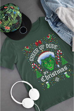 KIDS UGLY Grinch with Motto "Cheer Up Dude" Christmas T-shirt |