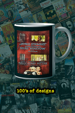 Rear Window 11oz Mug James Stewart Grace Kelly Film Memorabilia Vintage Design | Classic Hitchcock Movie Collectible Home Decor