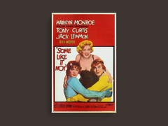 Some Like It Hot Canvas Print Marilyn Monroe Jack Lemmon | Movie Poster Vintage Wall Art Decor Slim Fit Clothing