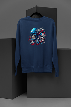 "Ultimate Marvel Vibes Sweatshirt | Captain America Skull Graphic | High-Flying Style | Comic-Inspired Fashion | Metallic Edge"