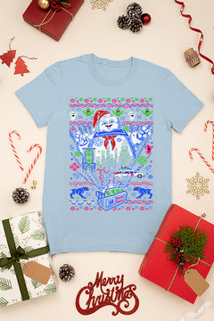 KIDS UGLY Ghostbusters Marshmallow Man Christmas T-shirt | Kids Christmas Ugly Design |