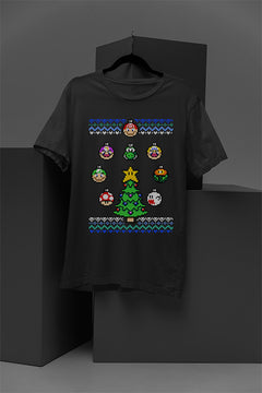 "UGLY Retro Super Mario Bros Christmas Tee | 8-Bit Holiday Gamer Shirt | Nost