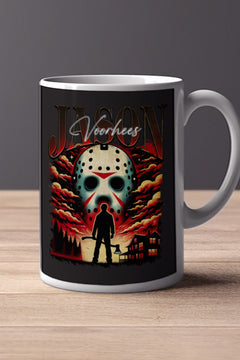 Halloween Jason Voorhees 11oz Mug | Horror Film Poster Design | Scary Movie Fan Gift