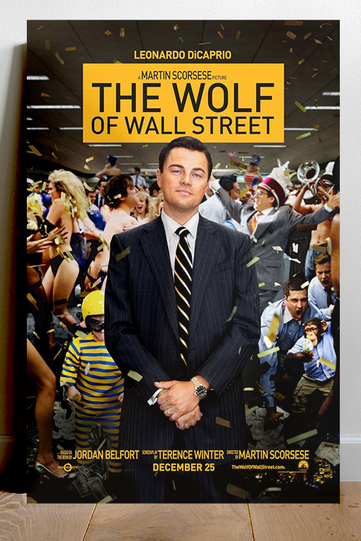 The Wolf of Wall Street Leonardo DiCaprio Poster Print | Films-themed Gloss Wall Art | Movie Room Decor | Film Fan Gift