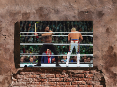 Wrestlemania 40 Roman Reigns Hits Cody Rhodes With A Kendo Stick Gloss Poster | Premium Wrestlemania 40 Print | Wrestling Fan Art Decor | Sports Wall Poster Print | Collectible Wrestlemania 40 Roman Reigns Hits Cody Rhodes With