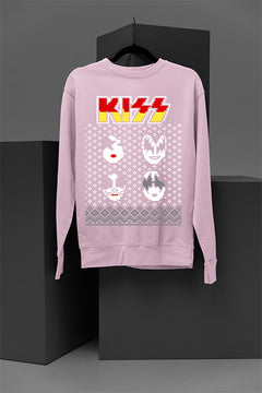 UGLY Rock Legends Kiss Band Logo Faces Christmas Sweatshirt | Vintage Glam Rock | 1970s