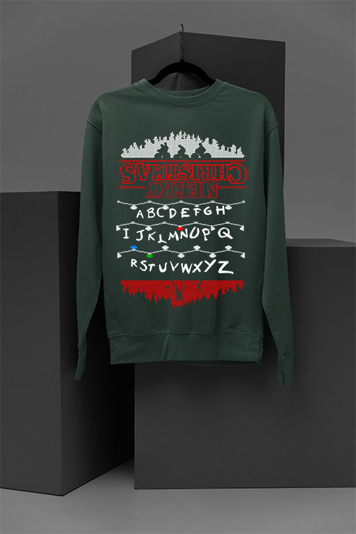 UGLY Stranger Things Christmas Lights Chaos Sweatshirt | Retro 80s Vibe | Upside