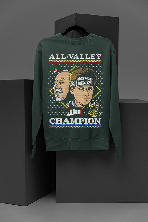 UGLY Retro The Karate Kid Miyagi Daniel All Valley Christmas Sweatshirt | 80s Cobra