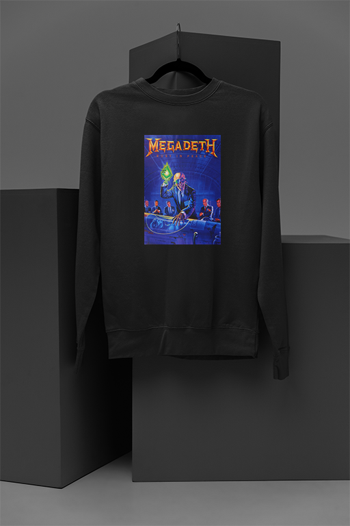 Megadeth Rest In Peace | Vintage Rock Band Sweatshirt Inspired by Megadeth's Iconic 'Rust In Peace' Era | Metal Music Fan Apparel | Thrash Metal Iconography Clothing | 90s Rock Band Merchandise | Limited Edition