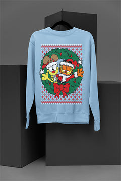 UGLY Retro Garfield and Odie Christmas Sweatshirt | Vintage Cartoon Characters | Nostalgic