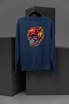 "Speedy Skull: The Flash Inspired Graphic Sweatshirt | DC Comics Vibes | Edgy Superhero Design | Street Style Statement Piece"