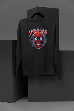 "Men's Marvel-Inspired Spiderman Evil Skull Graphic Sweatshirt | Edgy Spiderman Villain Design | Trendy Comic Book Apparel"