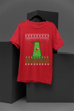 UGLY Santa Taken by UFO Christmas T-Shirt | Festive Alien Abduction Design | Retro Christmas U