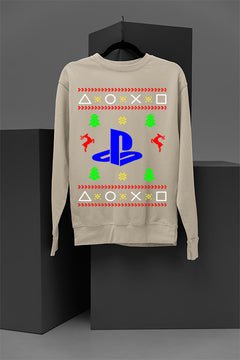UGLY Retro PlayStation Logo Christmas Sweatshirt | Holiday Gamer Gift | Vintage Video Game Xmas Sweater
