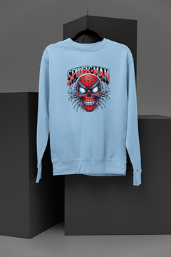 "Men's Marvel-Inspired Spiderman Evil Skull Graphic Sweatshirt | Edgy Spiderman Villain Design | Trendy Comic Book Apparel"