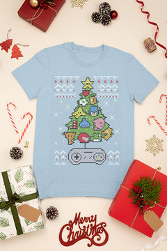 KIDS UGLY Nintendo Christmas Tree T-shirt | Holiday Gaming Fun | Retro Kids Christmas Tee |