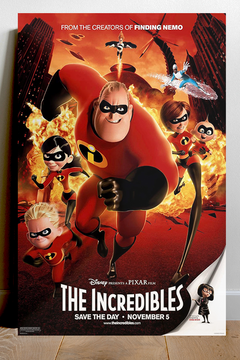 The Incredibles Premium Gloss Poster featuring  Pixar | Animated | Dash | Violet | Elastigirl | Frozone | Film Poster - 18x24 inches