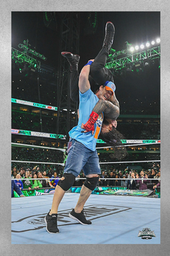 WWE Wrestlemania 40 John Cena Roman Reigns Attitude Adjustment Gloss Poster | Wrestling Fan Art | Sports Memorabilia | Home Decor Gift