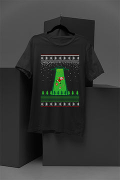 UGLY Santa Taken by UFO Christmas T-Shirt | Festive Alien Abduction Design | Retro Christmas U