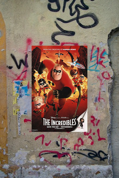 The Incredibles Premium Gloss Poster featuring  Pixar | Animated | Dash | Violet | Elastigirl | Frozone | Film Poster - 18x24 inches