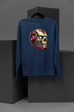 "Marvel Inspired Iron Man Metalic Skull Mask Sweatshirt | Superhero Chic Apparel | Comic Book Enthusiast Fashion | Trendy Geek Wear"