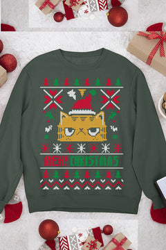 UGLY Meh! Christmas Cat | Vintage Christmas | Retro Era | Festive Feline | Quir