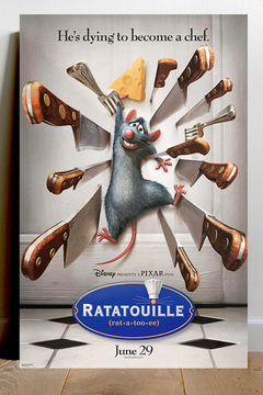 Ratatouille Gloss Poster featuring Remy and Linguini | Film Fan Art | Chef's Kitchen Decor