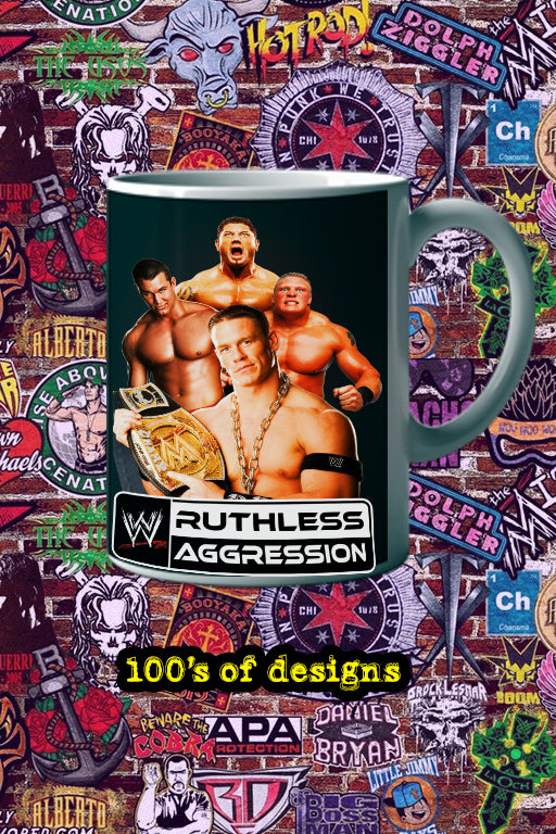 RUTHLESS AGGRESSION 11oz Mug Pro Wrestling | RUTHLESS AGGRESSION Design featuring Lead Actor Name