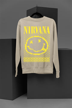 UGLY Classic Nirvana Band Logo & Iconic Smiley Face Christmas Sweatshirt | Grunge Style
