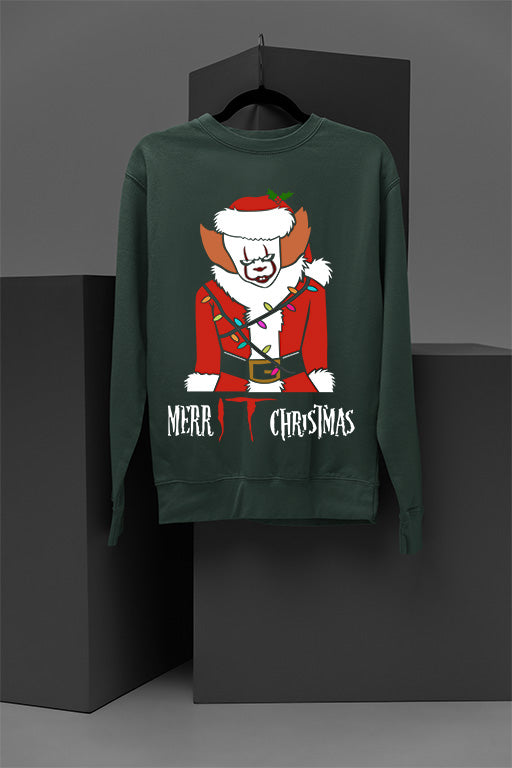 UGLY Yet Festive Pennywise from IT Christmas Sweatshirt | Horror Clown | Stephen King | Red