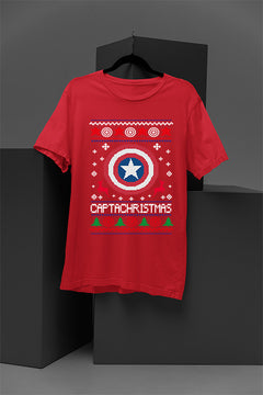 UGLY - Retro Captain America Shield Capachristmas Christmas T-Shirt | Vintage Marvel Fan Apparel |