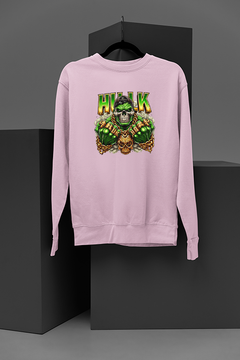 "Marvel Inspired Hulk Skull Bling Sweatshirt | Trendy Graphic Top | Hip Hulk Design | Gold Bling Accents | Geek Chic Apparel | Comic Book Fashion | Unique Streetwear"