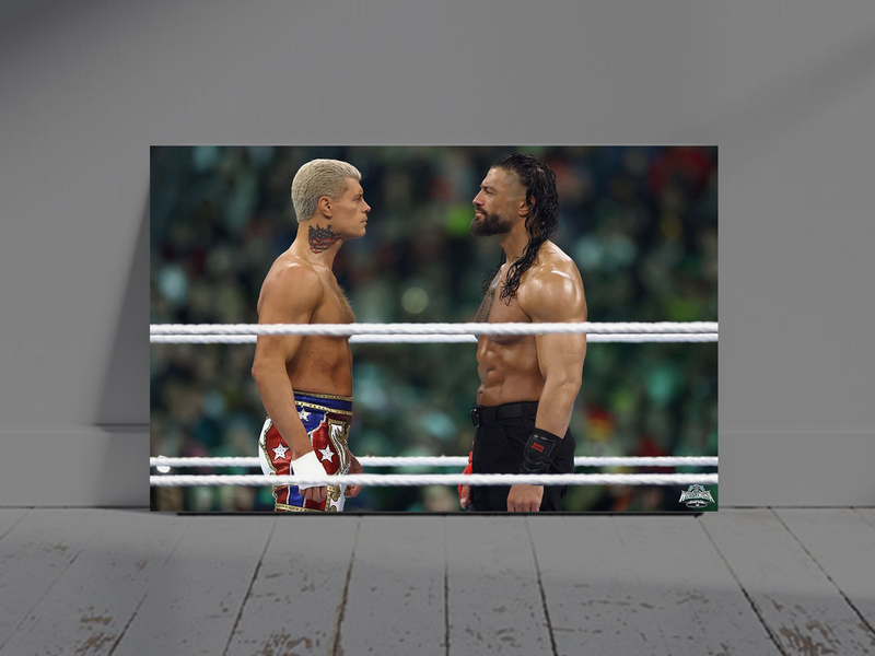 Wrestlemania 40 Cody Rhodes And Roman Reigns Staredown Poster Print | Wrestlemania 40 Memorabilia | WWE Fan Art Print | Wrestlemania 40 Decor Print