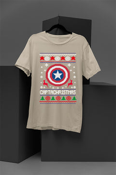 UGLY - Retro Captain America Shield Capachristmas Christmas T-Shirt | Vintage Marvel Fan Apparel |