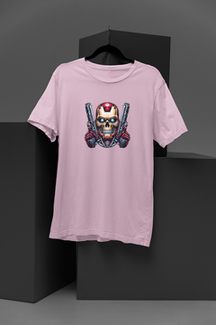 "Heroic Avenger: Iron Man-Inspired Metallic Skull T-Shirt | Marvel Comics Fan Apparel"