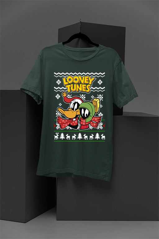 UGLY Retro Looney Tunes Daffy Duck and Marvin the Martian Christmas T-Shirt | Vintage