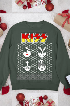 UGLY Rock Legends Kiss Band Logo Faces Christmas Sweatshirt | Vintage Glam Rock | 1970s