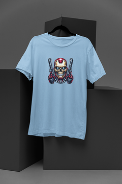 "Heroic Avenger: Iron Man-Inspired Metallic Skull T-Shirt | Marvel Comics Fan Apparel"