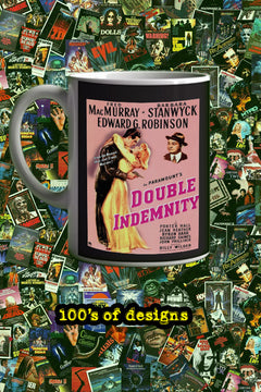 Double Indemnity 11oz Mug Noir Film Memrobillia | Double Indemnity Design | Classic Movie Poster | Humphrey Bogart & Lauren Bacall