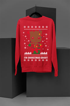 UGLY Marve Baby Groot I Am Christmas Groot | Marvel Christmas Sweatshirt | Holiday Funny