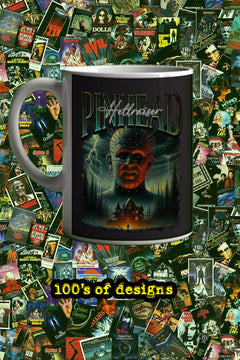 Halloween Pinhead 11oz Mug | Horror Film Poster Design | Scary Movie Fan Gift