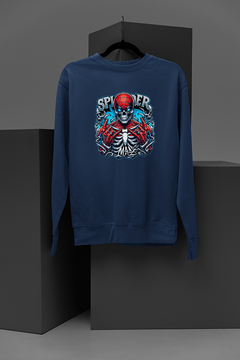 "Spectacular Spidey Skeleton Sweatshirt | Marvel Comic-Inspired Graphic Tee | Unique Spiderman Skeleton Suit Design | Comic Fan | Graphic Novel Fashion"