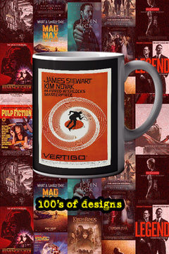 Vertigo 11oz Mug Alfred Hitchcock Kim Novak Film Memorabilia Poster Design | Movie Buff Collectible Coffee Cup